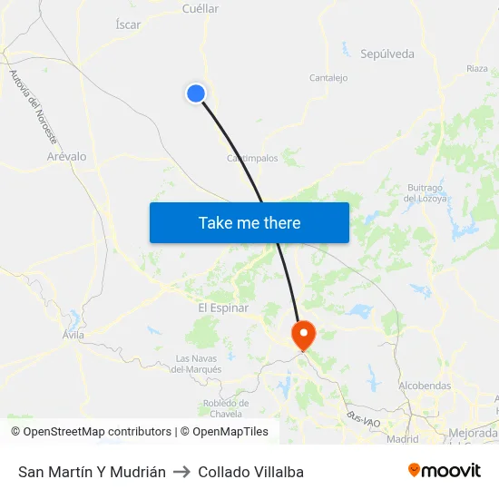 San Martín Y Mudrián to Collado Villalba map