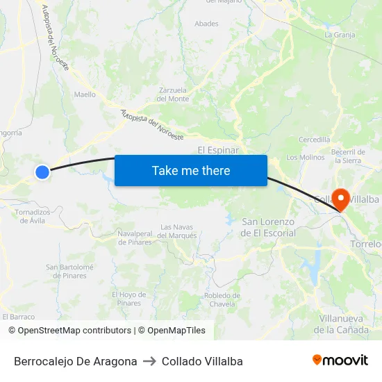 Berrocalejo De Aragona to Collado Villalba map