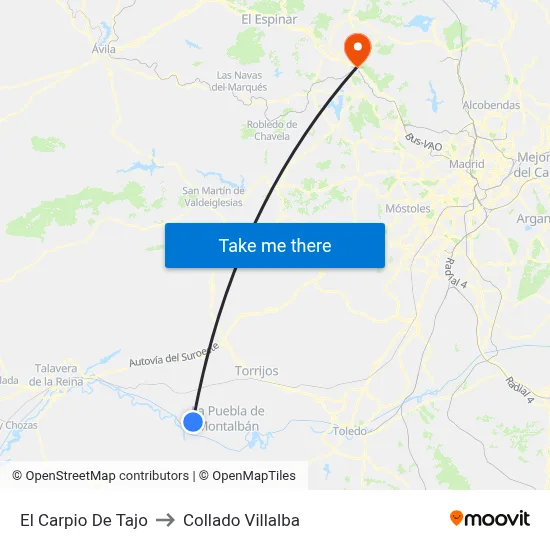 El Carpio De Tajo to Collado Villalba map