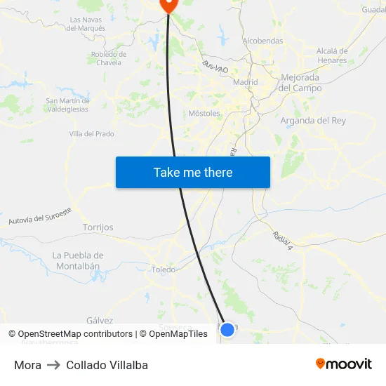 Mora to Collado Villalba map