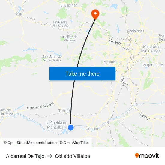 Albarreal De Tajo to Collado Villalba map