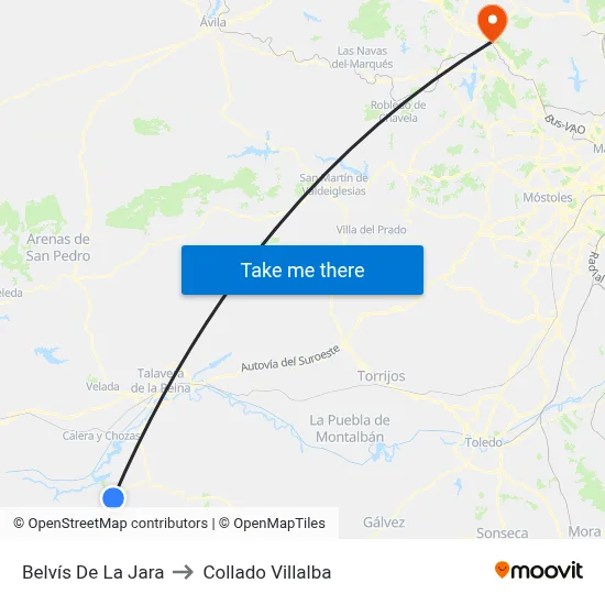 Belvís De La Jara to Collado Villalba map