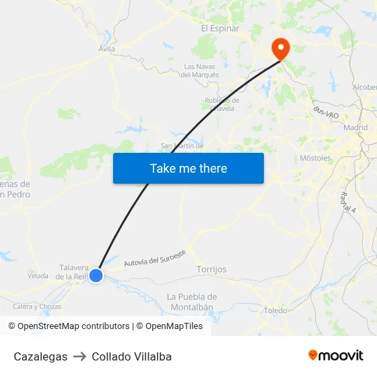 Cazalegas to Collado Villalba map