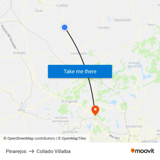 Pinarejos to Collado Villalba map
