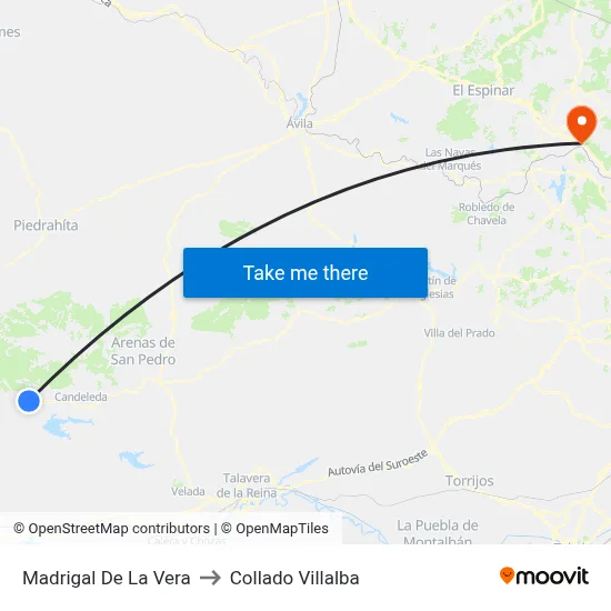Madrigal De La Vera to Collado Villalba map