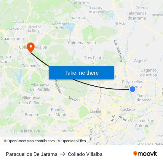 Paracuellos De Jarama to Collado Villalba map