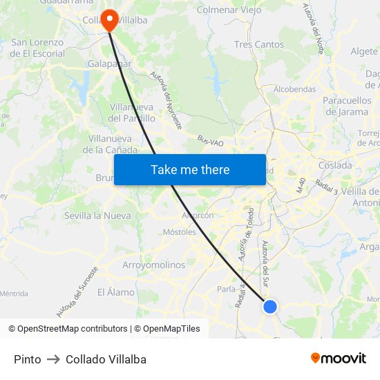 Pinto to Collado Villalba map