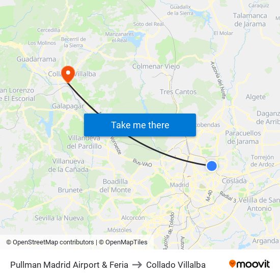 Pullman Madrid Airport & Feria to Collado Villalba map