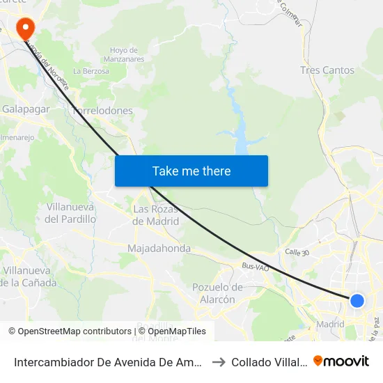 Intercambiador De Avenida De América to Collado Villalba map