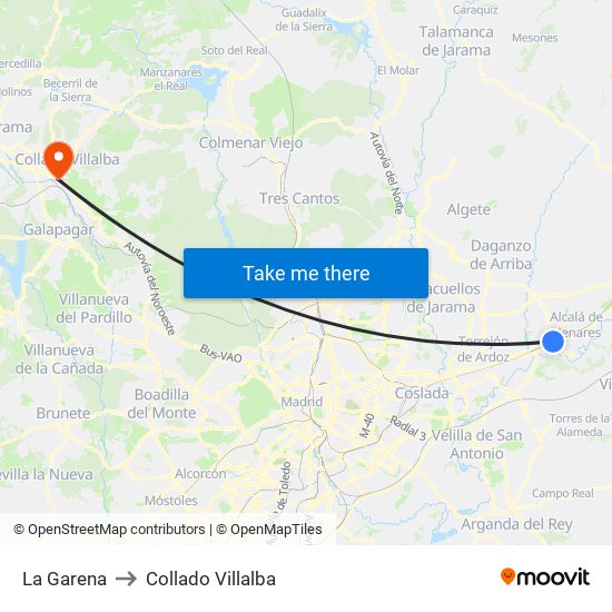 La Garena to Collado Villalba map