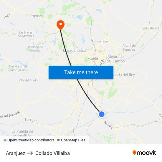 Aranjuez to Collado Villalba map