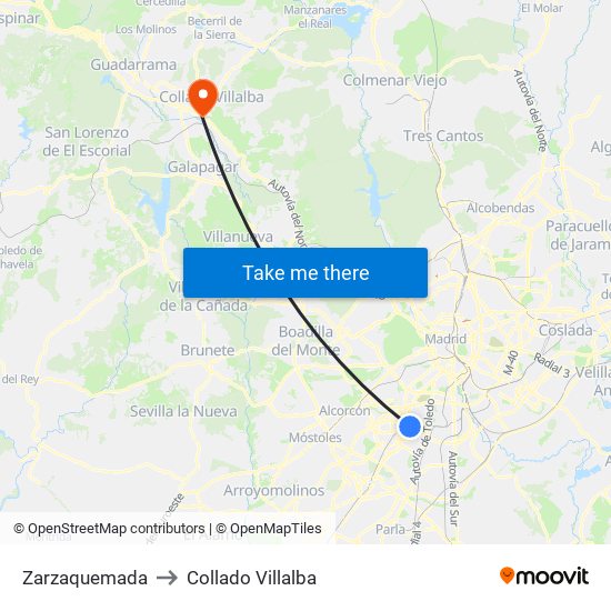 Zarzaquemada to Collado Villalba map
