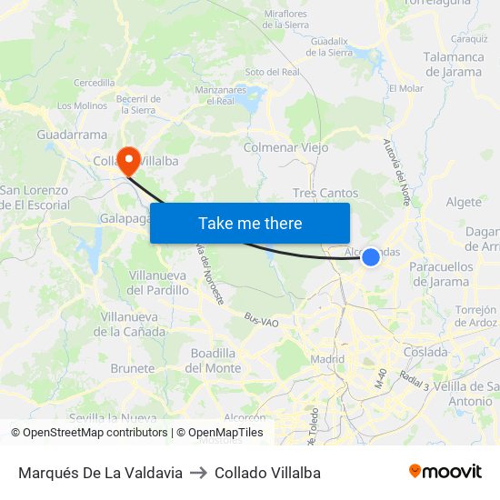 Marqués De La Valdavia to Collado Villalba map