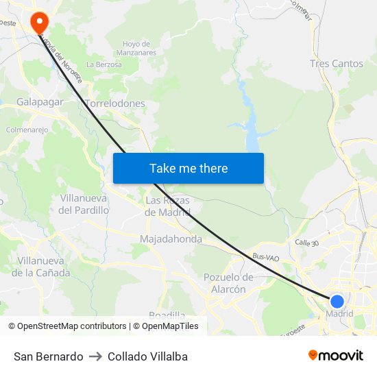 San Bernardo to Collado Villalba map