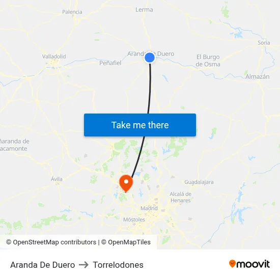 Aranda De Duero to Torrelodones map