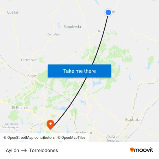 Ayllón to Torrelodones map