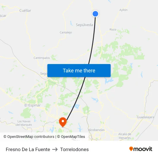 Fresno De La Fuente to Torrelodones map
