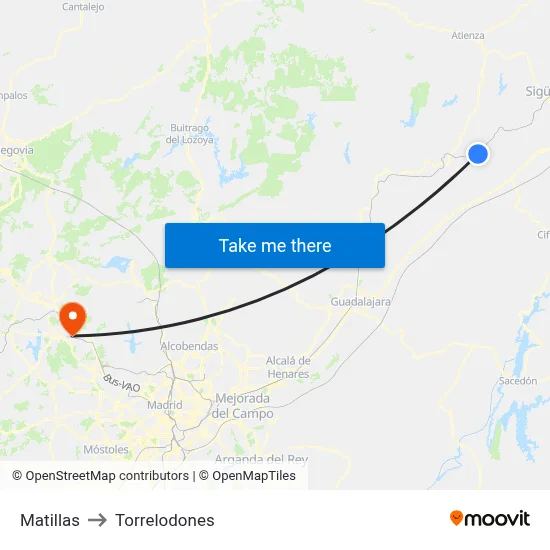 Matillas to Torrelodones map
