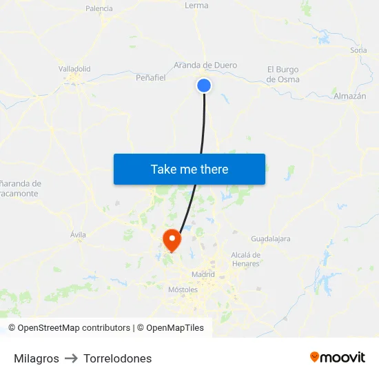 Milagros to Torrelodones map