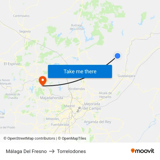 Málaga Del Fresno to Torrelodones map