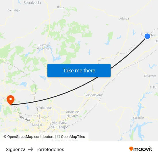 Sigüenza to Torrelodones map