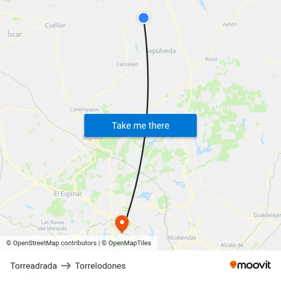 Torreadrada to Torrelodones map