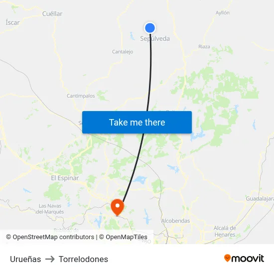 Urueñas to Torrelodones map