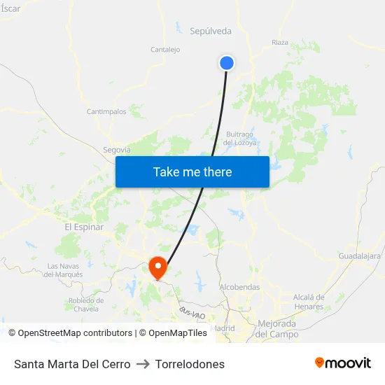 Santa Marta Del Cerro to Torrelodones map