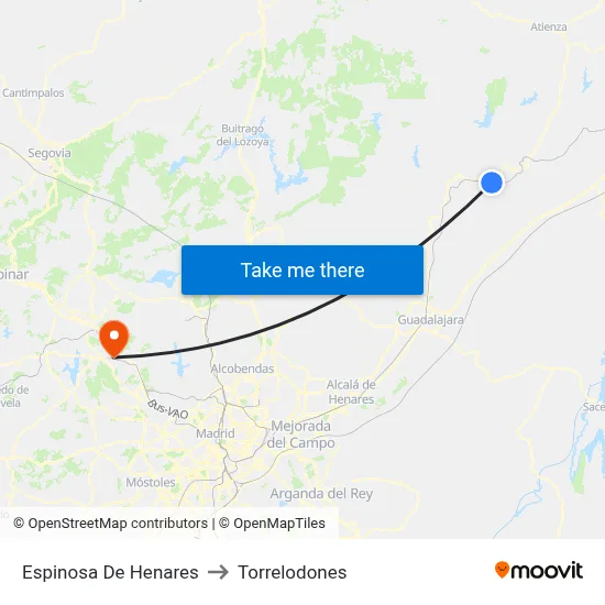 Espinosa De Henares to Torrelodones map