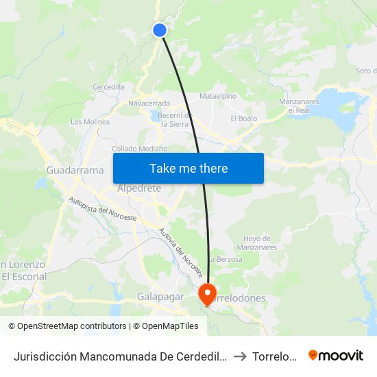 Jurisdicción Mancomunada De Cerdedilla Y Navacerrada to Torrelodones map