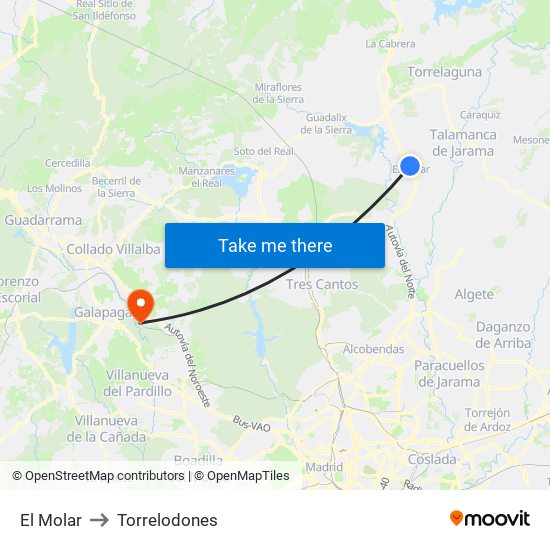 El Molar to Torrelodones map