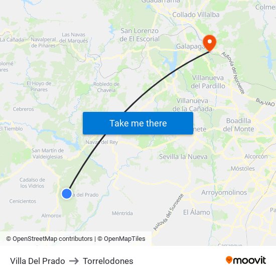 Villa Del Prado to Torrelodones map