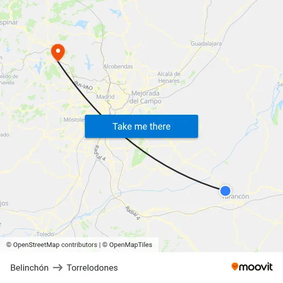 Belinchón to Torrelodones map