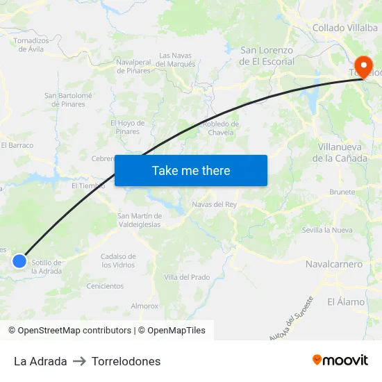 La Adrada to Torrelodones map