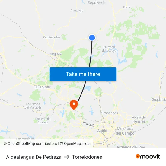 Aldealengua De Pedraza to Torrelodones map