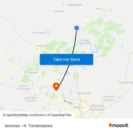 Arcones to Torrelodones map