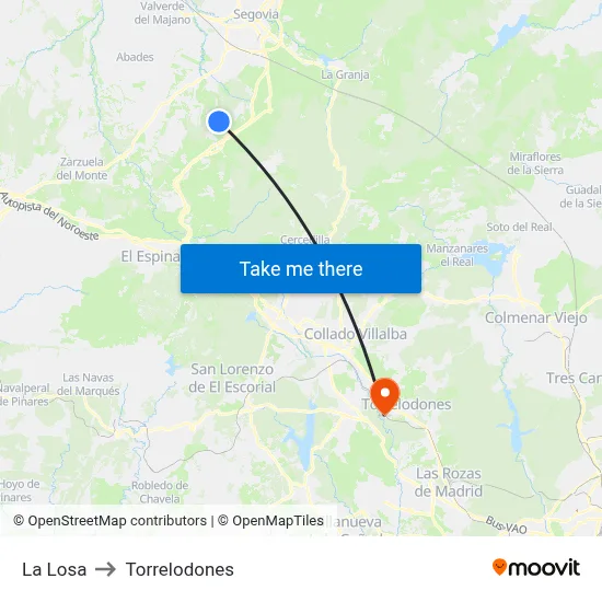 La Losa to Torrelodones map