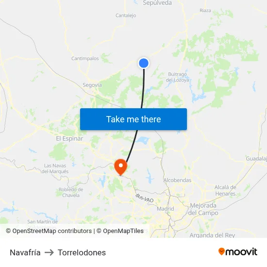 Navafría to Torrelodones map