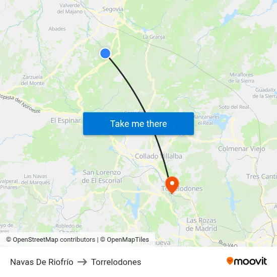 Navas De Riofrío to Torrelodones map