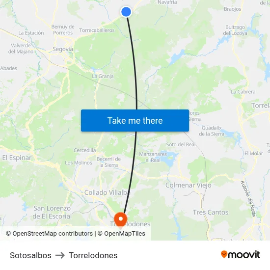 Sotosalbos to Torrelodones map