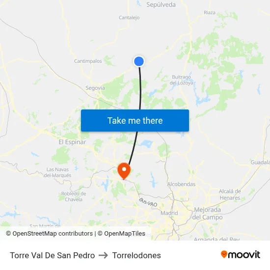 Torre Val De San Pedro to Torrelodones map
