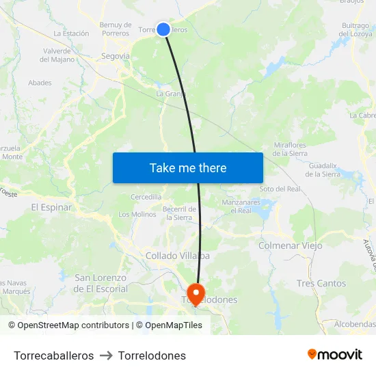 Torrecaballeros to Torrelodones map