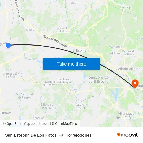 San Esteban De Los Patos to Torrelodones map