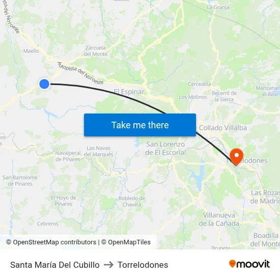 Santa María Del Cubillo to Torrelodones map