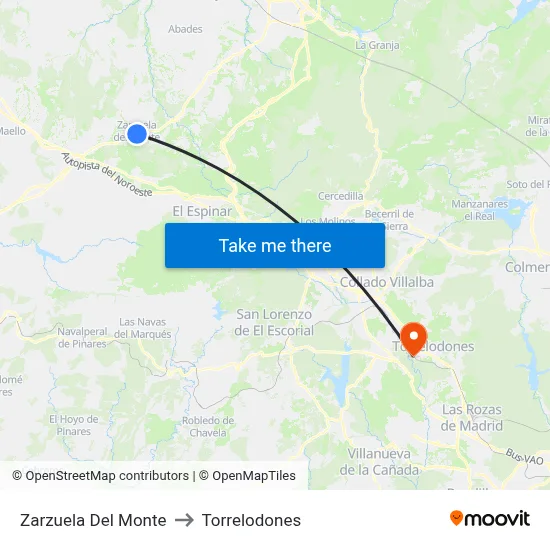 Zarzuela Del Monte to Torrelodones map