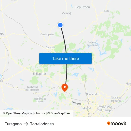 Turégano to Torrelodones map