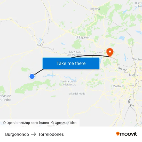 Burgohondo to Torrelodones map