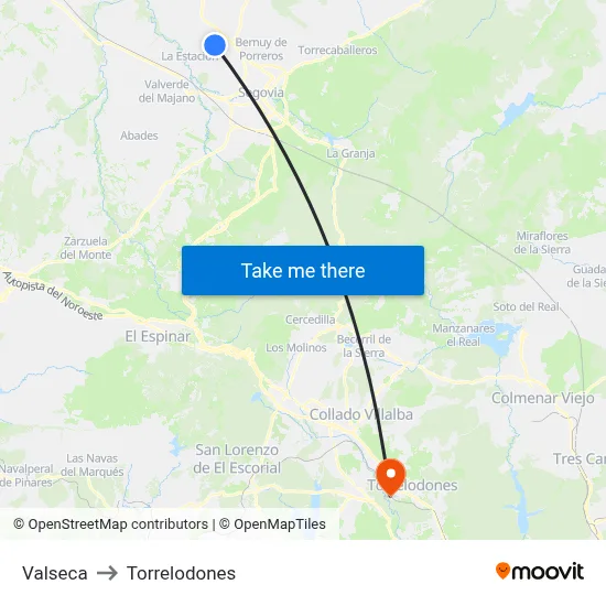 Valseca to Torrelodones map