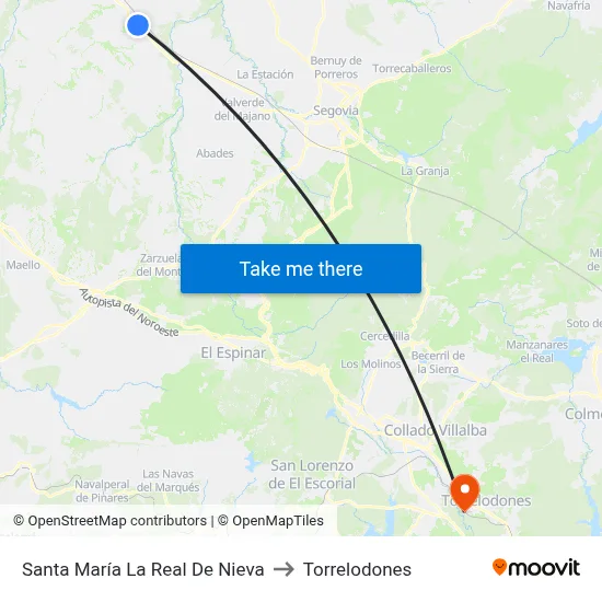Santa María La Real De Nieva to Torrelodones map