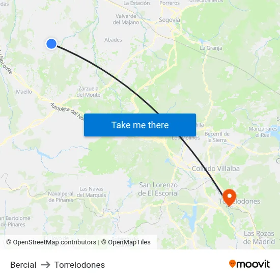 Bercial to Torrelodones map